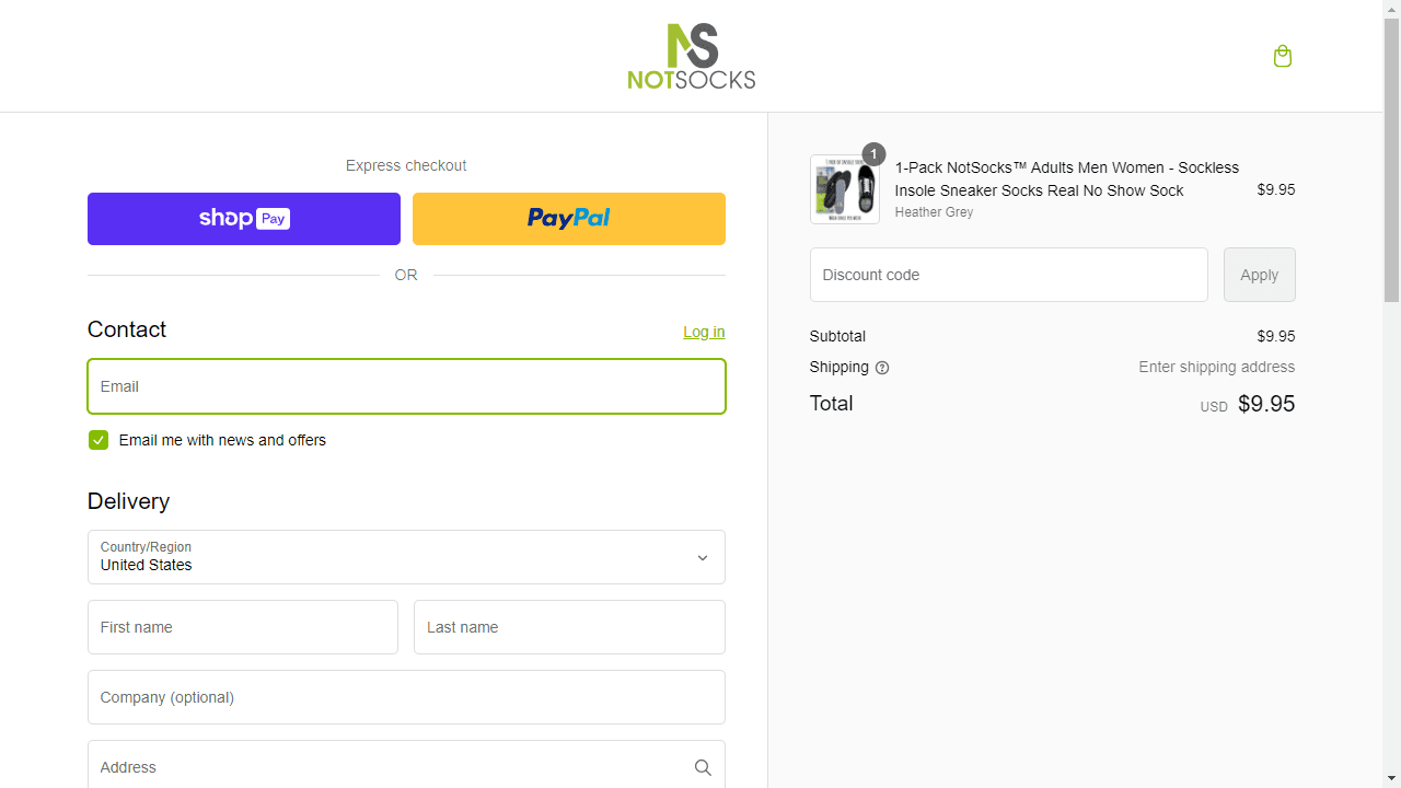 How to apply Not Socks coupon code
